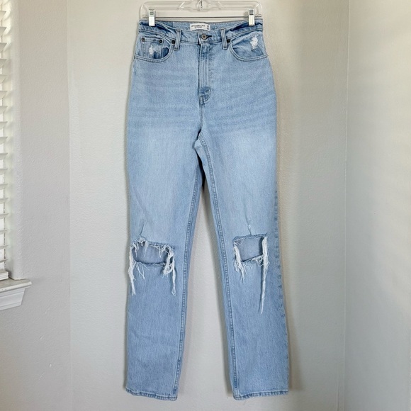 ABERCROMBIE & FITCH 28 Long 6 4 Curve Love 90s Straight Ultra High Rise Jeans - Picture 2 of 12
